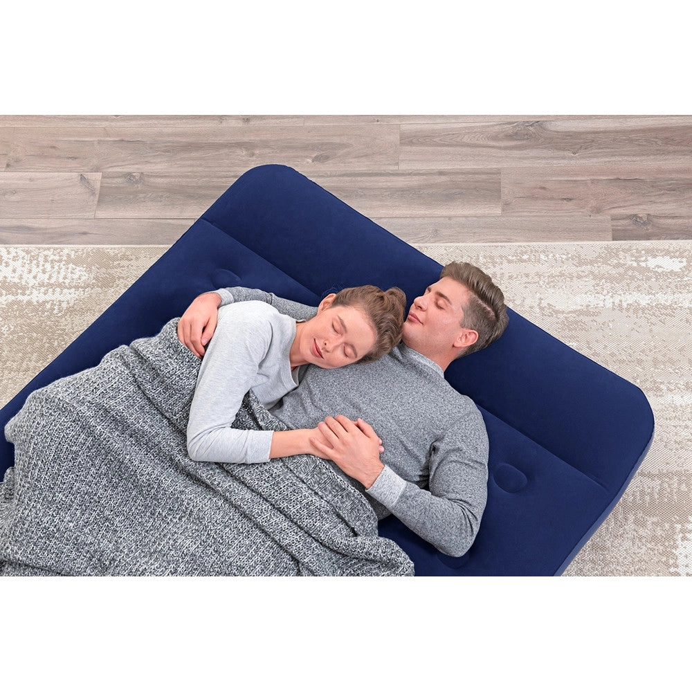 Trade Shop - Materasso Gonfiabile Matrimoniale Floccato Con Pompa A Pedale Integrata 191x137x28cm 67225 -