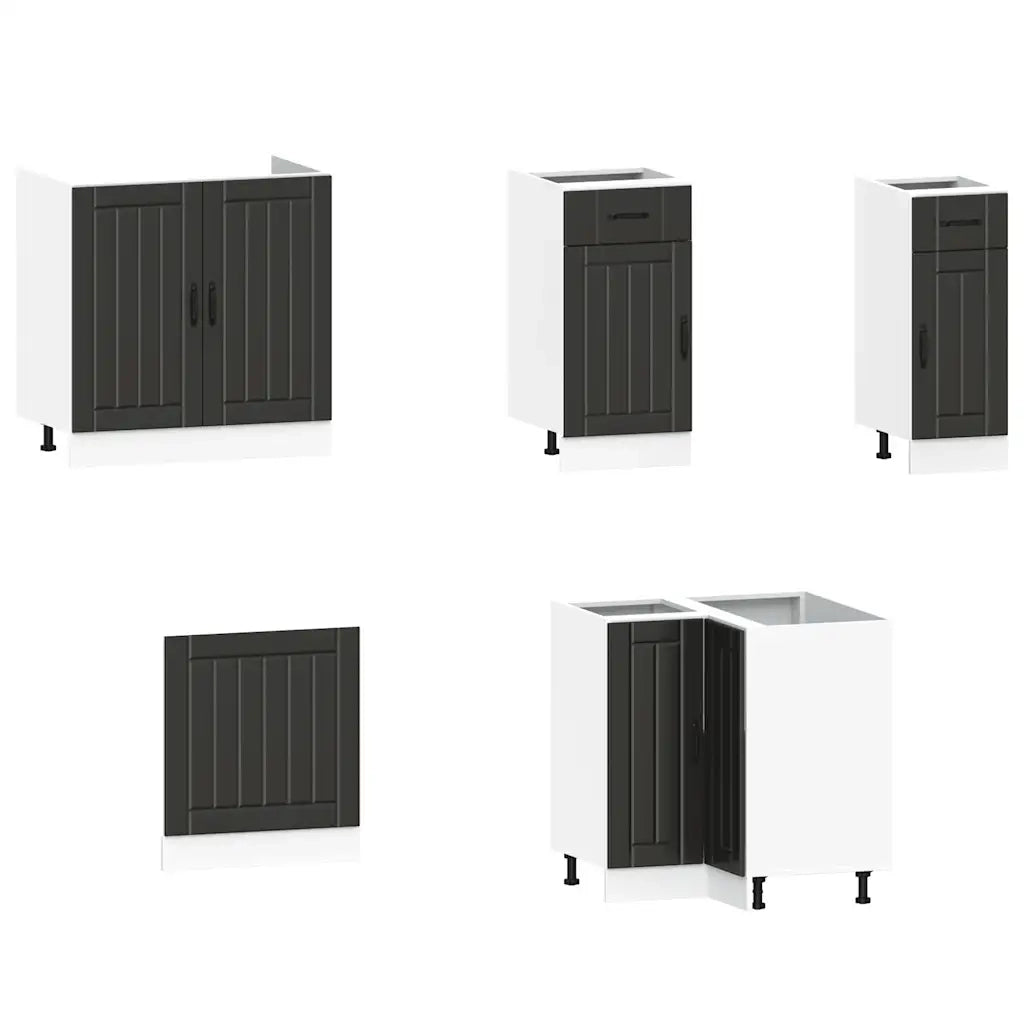 Set Mobili da Cucina 11 pz Kalmar Neri Legno Multistrato 3314942