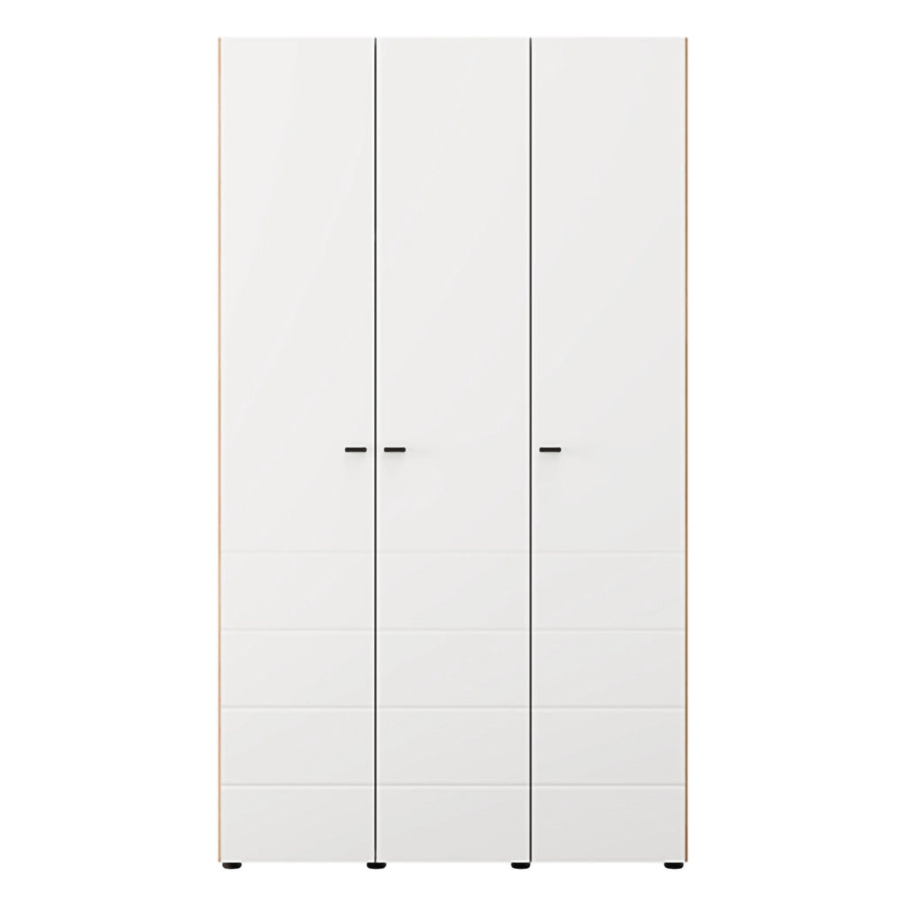 Armadio Camera da Letto Ronco, Guardaroba 3 Ante Appendiabiti, 117x52 cm Bianco Opaco