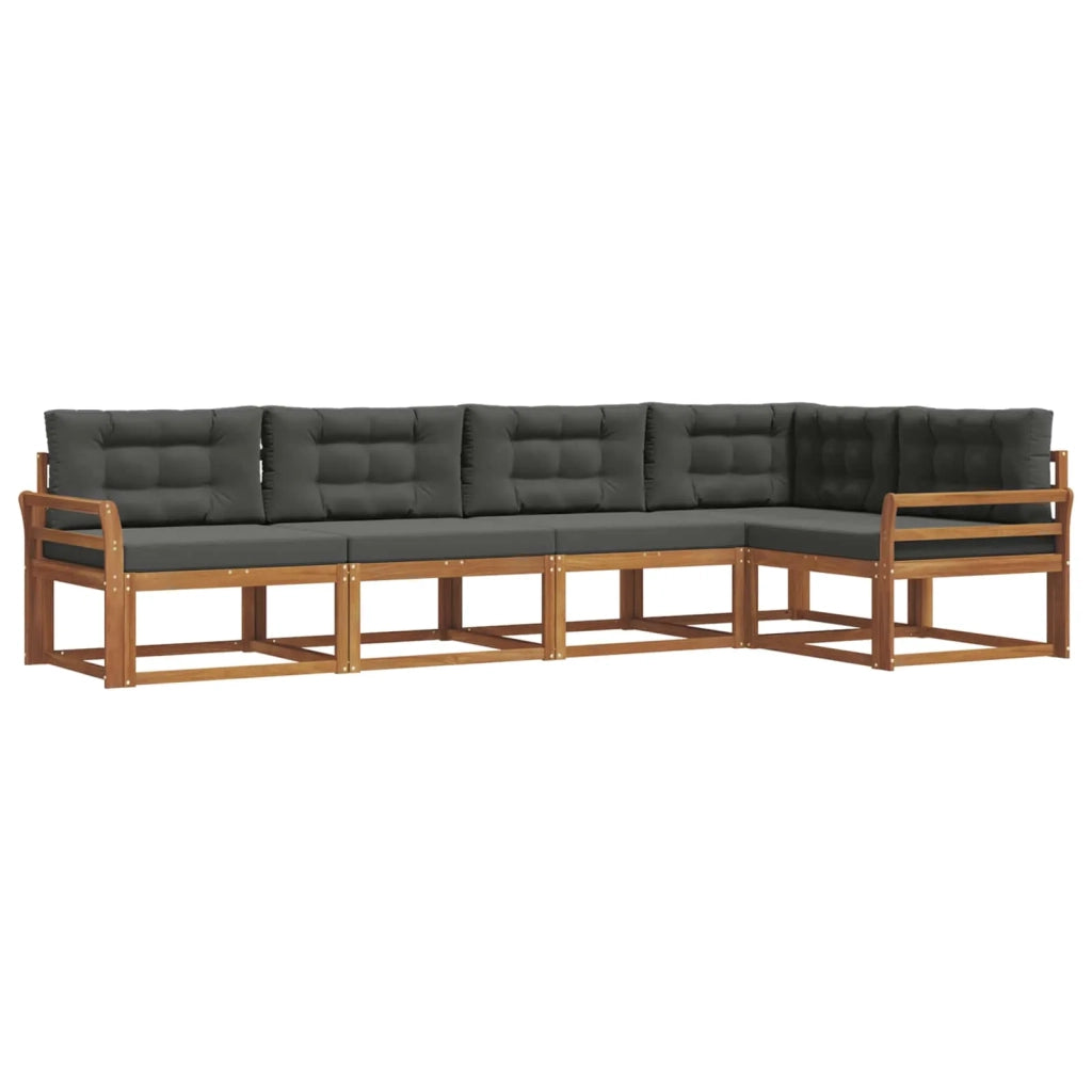 Set di divani da esterno con cuscino 5 pcs Naturale e Antracite