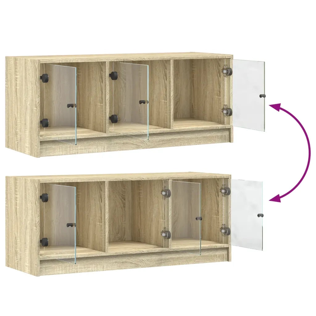 Mobile Porta TV con Ante in Vetro Rovere Sonoma 102x37x42 cm 836408