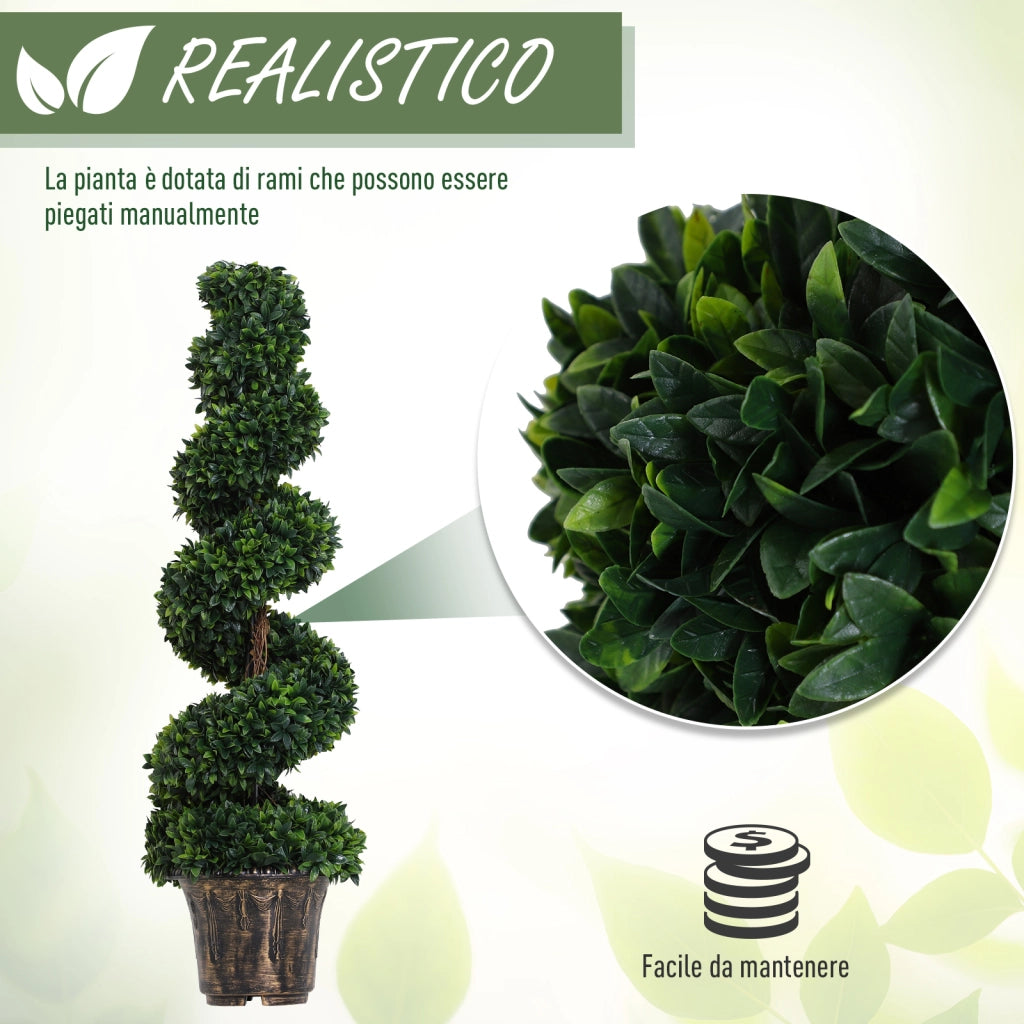 Pianta Finta Bosso Spirale 120cm ¨C zephmum ¨C Verde con Vaso