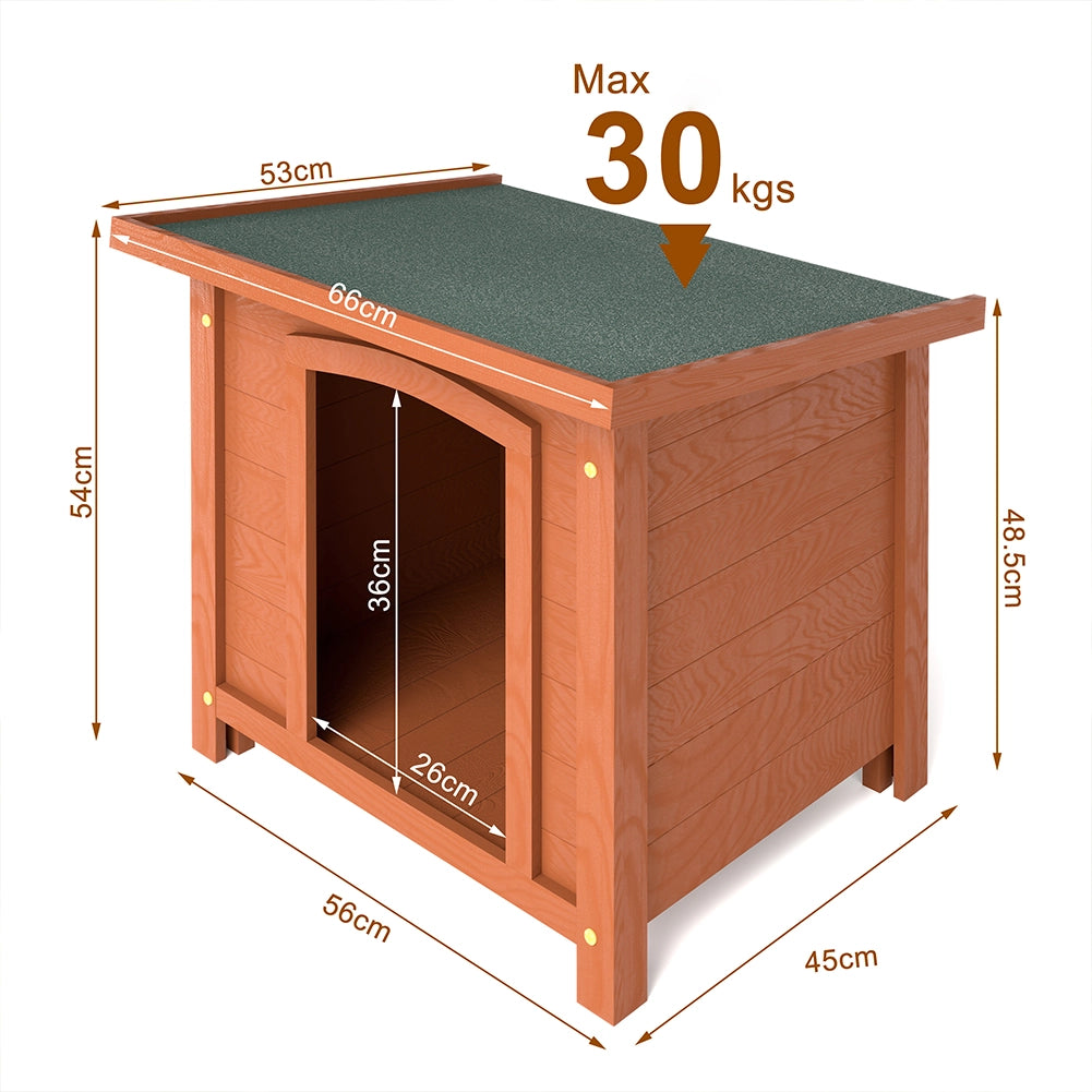 Cuccia per Cani in Legno da Esterno Tetto Apribile Impermeabile 66x53x54cm
