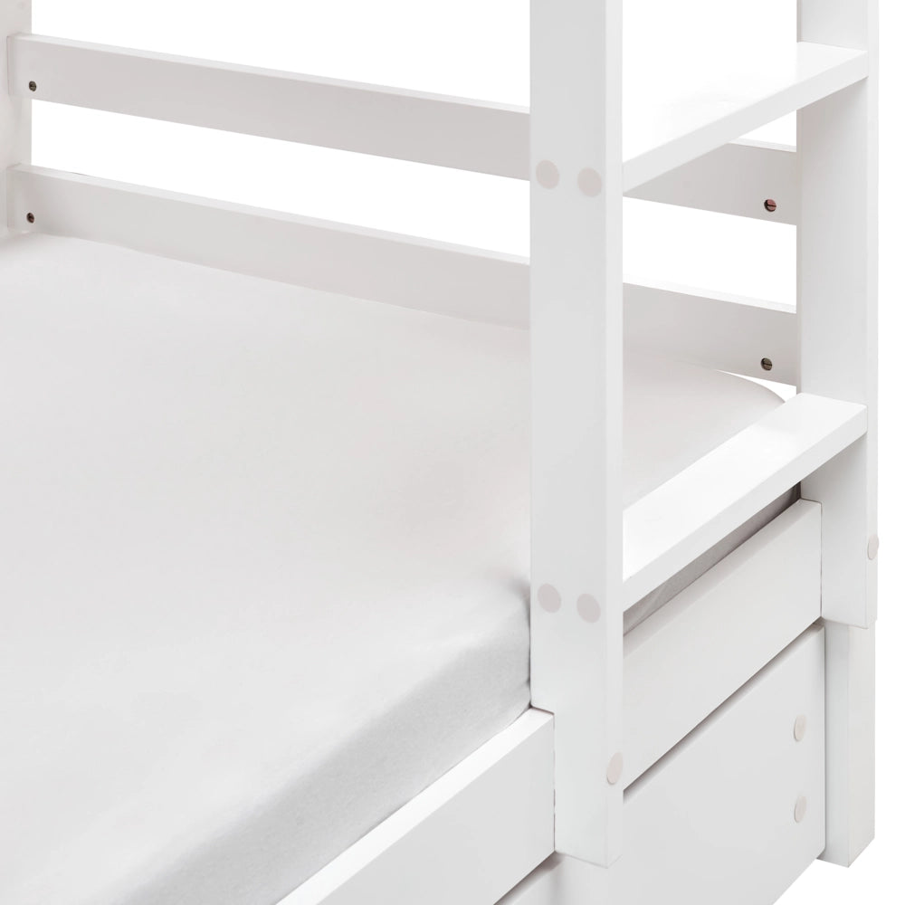 Letto a castello doppio con contenitore in legno di pino bianco UE dimensioni singole 90 x 200 cm Bambini Camera da letto per bambini