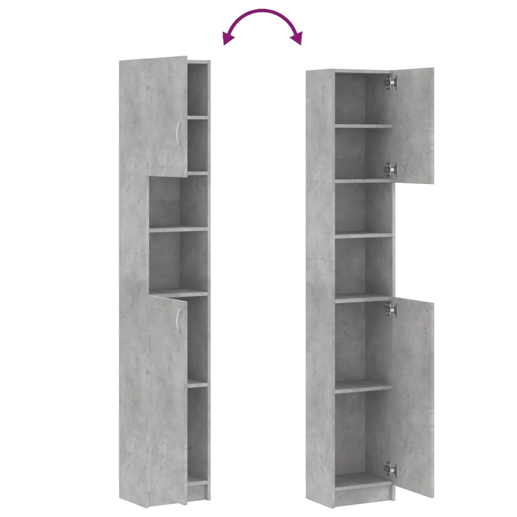 Mobile da Bagno Grigio Cemento 32x25,5x190 cm Legno Ingegnerizzato 802880