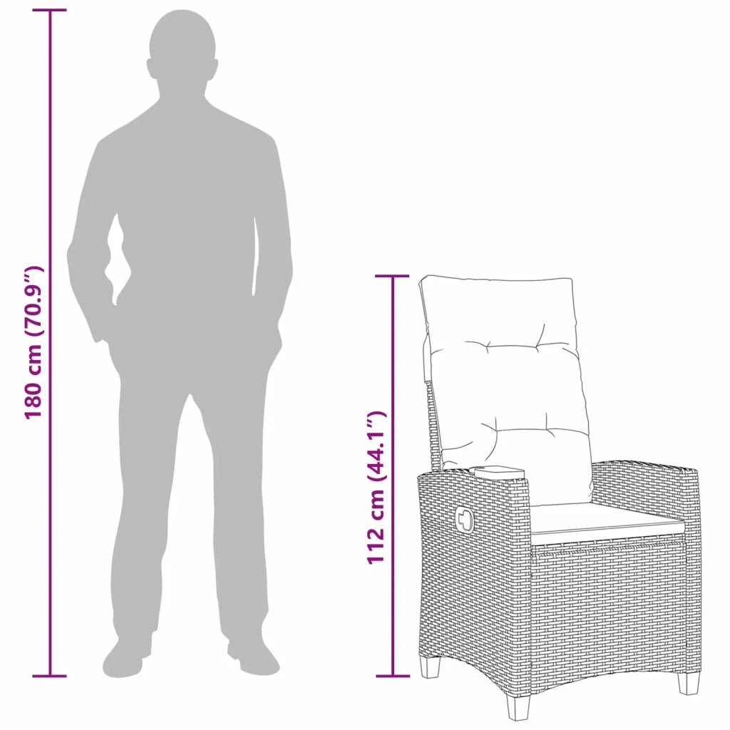 Divano Sedia-Poltrona reclinabile con tavolino polyrattan 606085