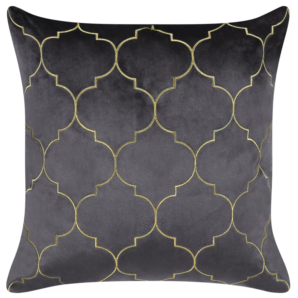 Set di 2 cuscini decorativi grigio 45 x 45 cm con frange e motivo orientale elegante glamour