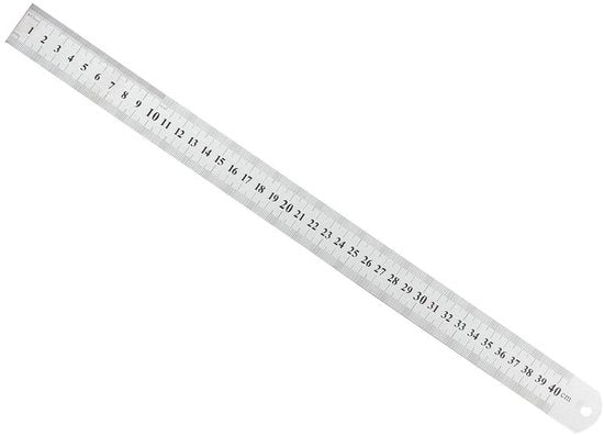 Misuratore in acciaio inossidabile 400 mm - bordo rettilineo - gancio di appoggio - alta precisione - copertura in plastica - livella