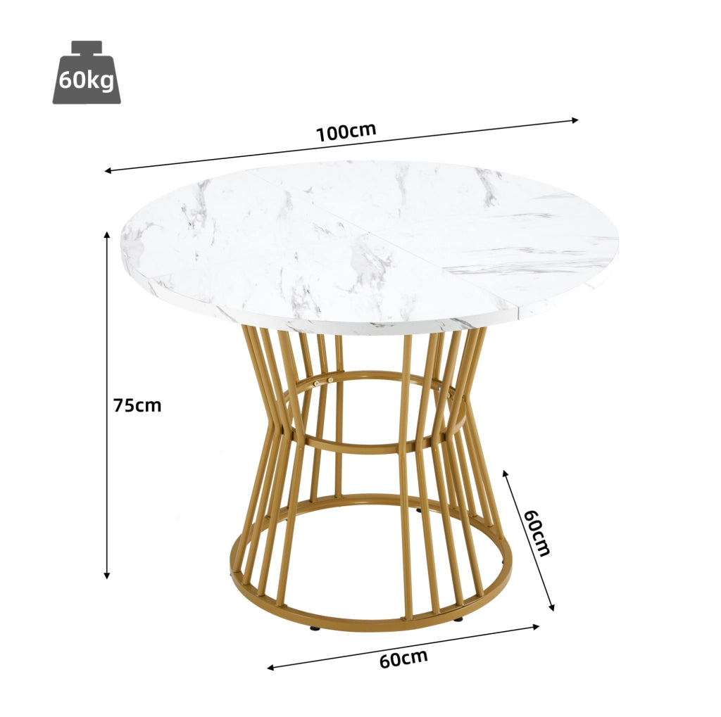 Set tavolo da pranzo 100x100 cm; piano effetto marmo; MDF; multicolore