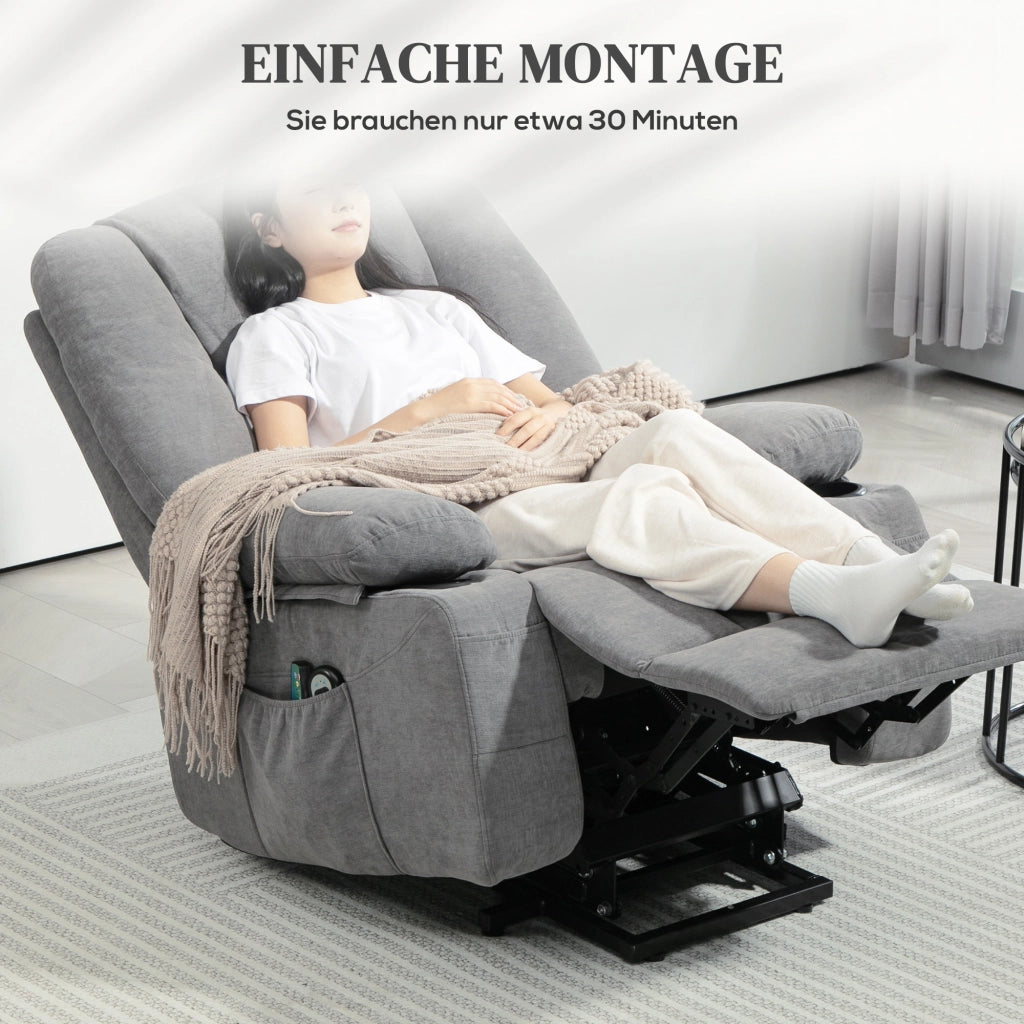 POLTRONA Alzapersona Elettrica Relax 97x90x102 cm Poliestere Grigio Scuro