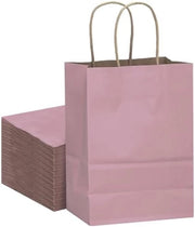 Borse di cartone con manici, 21 x 15 x 8 cm, sacchetti regalo rosa, borse da trasporto versatile, formato piccolo, 32 pezzi