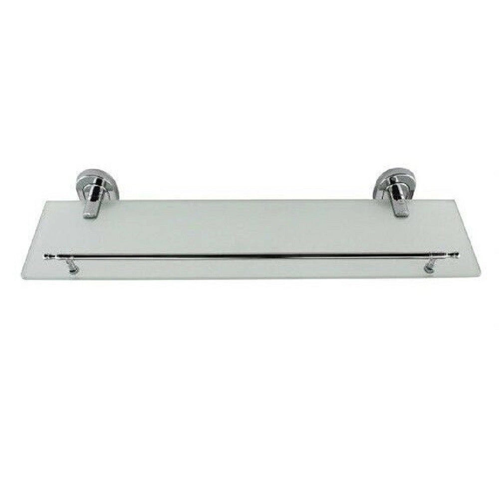 Trade Shop - Mensola In Vetro Per Bagno Acciaio Satinato Fissaggio A Parete Muro 50cm 69198 -