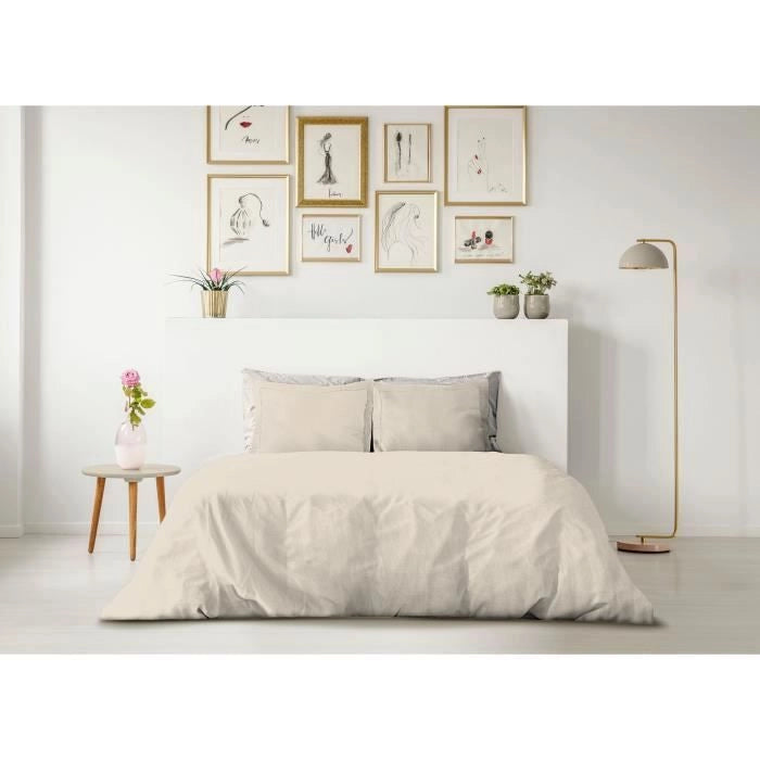 COMPLETO PIUMINO LOVELY HOME - 220x240 cm - 100% COTONE - BEIGE CREMA
