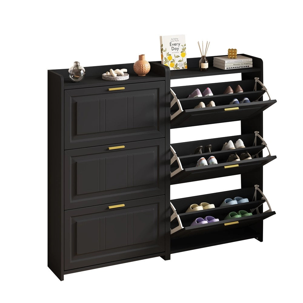 Scarpiera Portascarpe a 6 Scomparti ¨C MINIMAL ¨C Nero, MDF e Truciolato, 70x24x120 cm