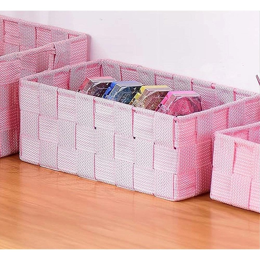 Trade Shop - Portaoggetti Organizer Multiuso Bagno Camera Cucina Tessuto Rosa 19x14x9cm 79011 -