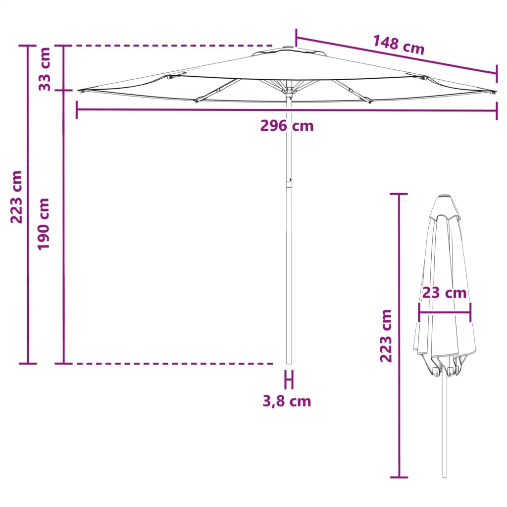 Ombrello da giardino 300 x 300 cm Poliestere Rettangolare 42036201