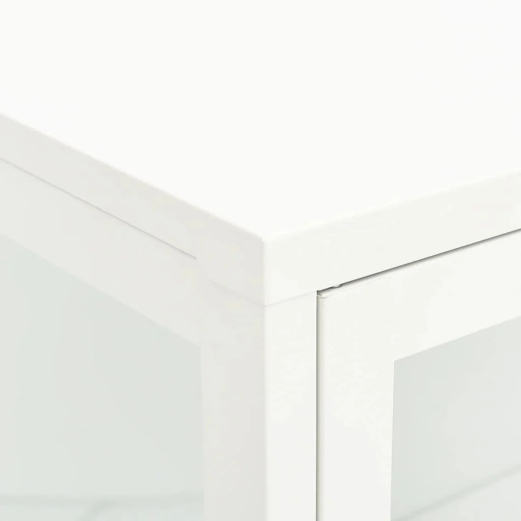 Buffet credenza cassettiera armadio mobile contenitore organizer per cucina soggiorno salotto 75 x 35 x 105 cm acciaio e vetro bianco 02_0030503
