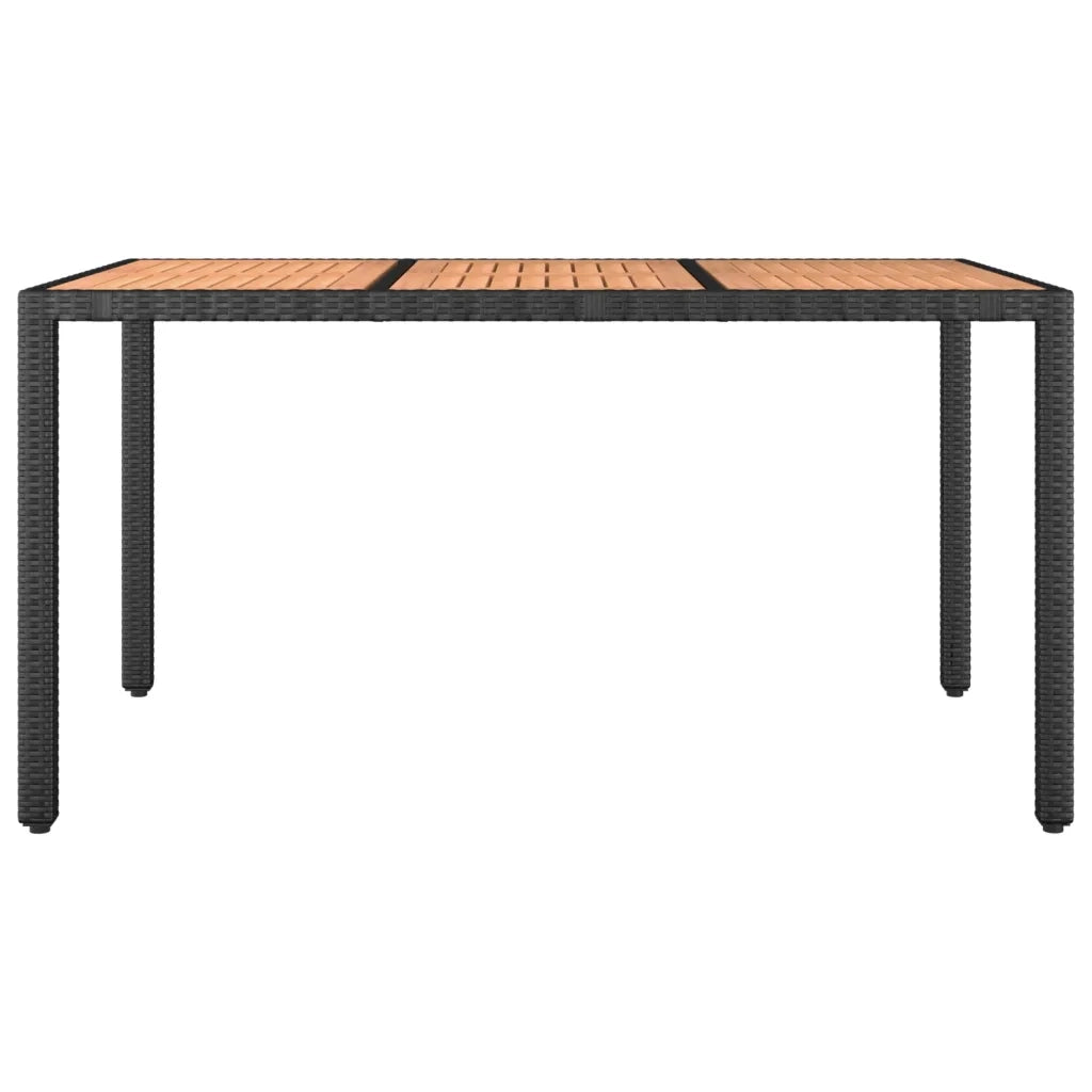 Tavolo da Giardino | Tavolino da esterno Piano Legno Nero Polyrattan Massello Acacia