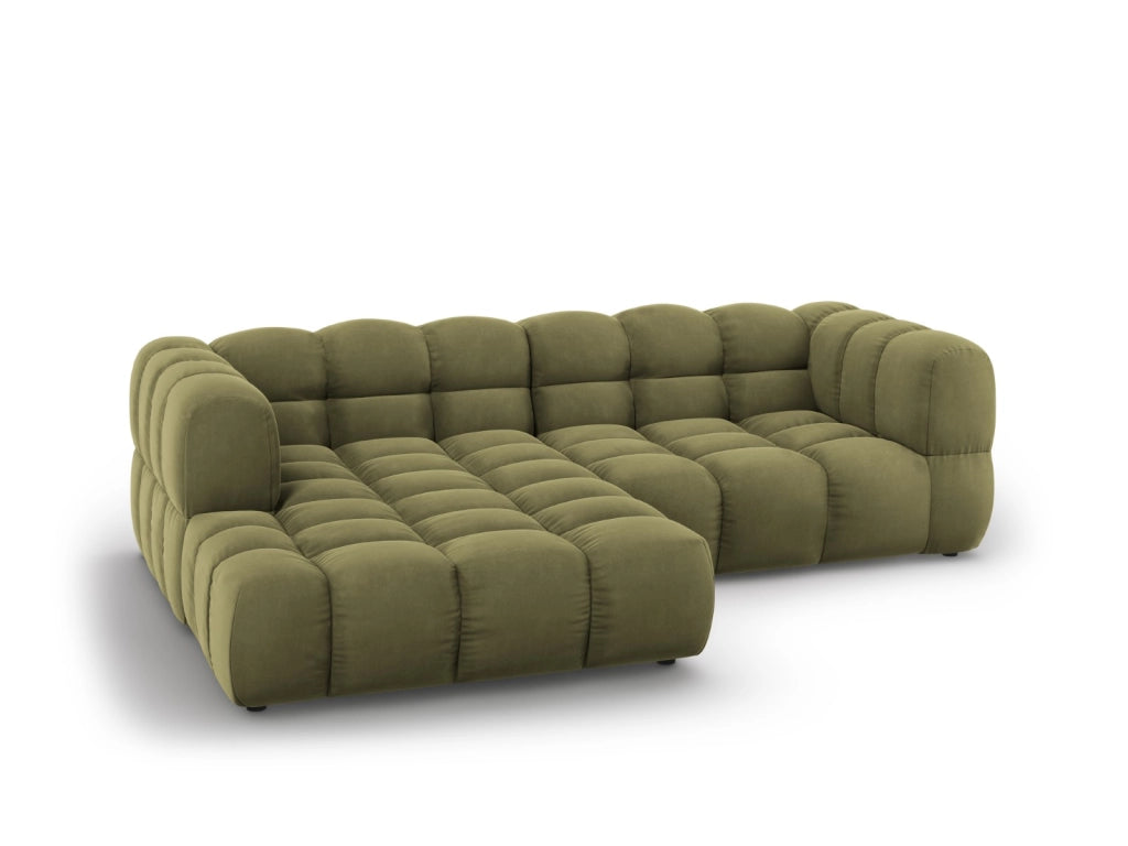 Cosmopolitan Design - Divano angolare modulare sinistro "Sky" 3 posti in velluto verde chiaro 