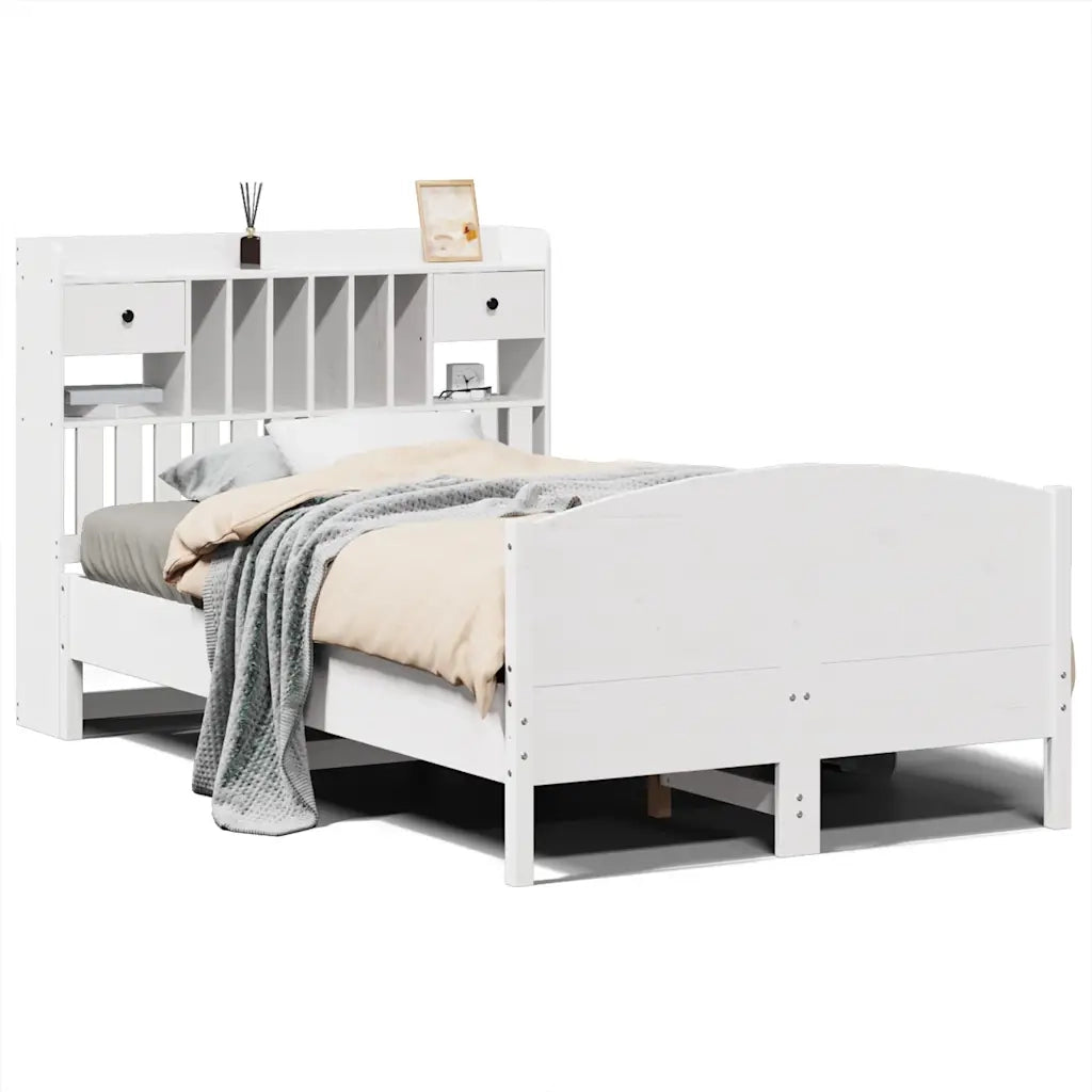 Letto Libreria senza Materasso Bianco 135x190 cm Legno di Pino 3323153