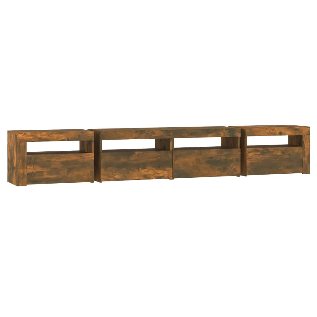 Mobile Porta TV con Luci LED Rovere Fumo 240x35x40 cm 3152767