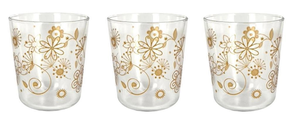 Set 3 Bicchieri da Tavola Vino Acqua Velo Flower Ambra 315 cc Cerve