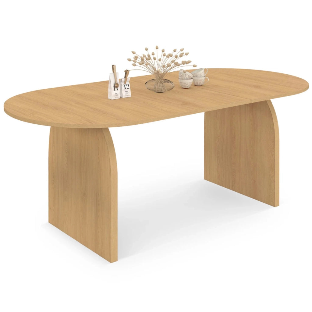 IDMarket - Tavolo da pranzo ovale japandi allungabile EDITH 6-10 persone in faggio effetto legno 160 - 200 cm