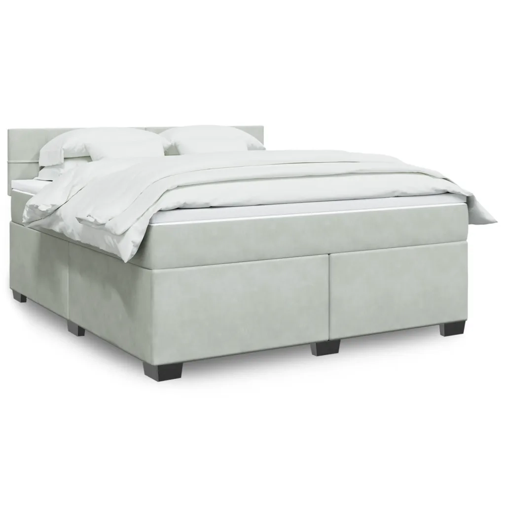 Giroletto a Molle con Materasso Grigio Chiaro 180x200cm Velluto