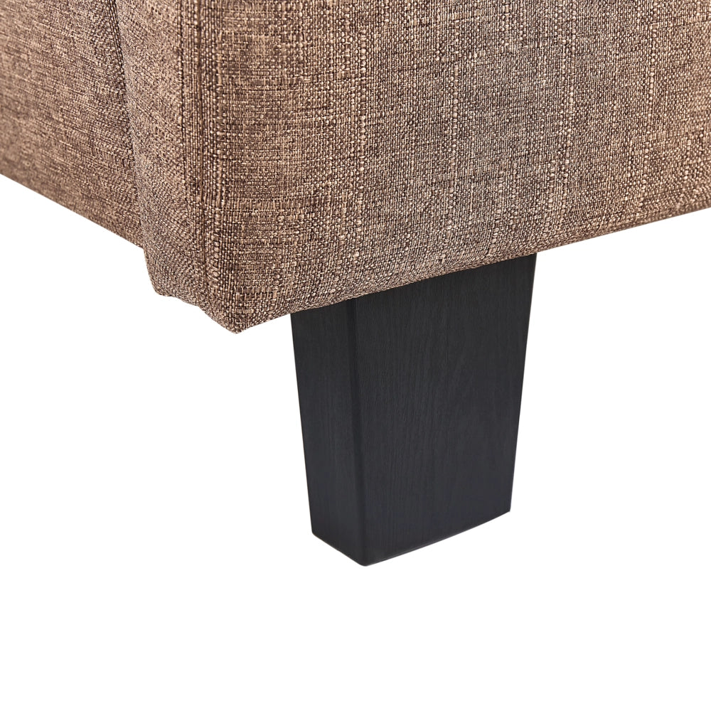 Letto imbottito tessuto marrone rete a doghe testiera trapuntata 180 x 200 cm