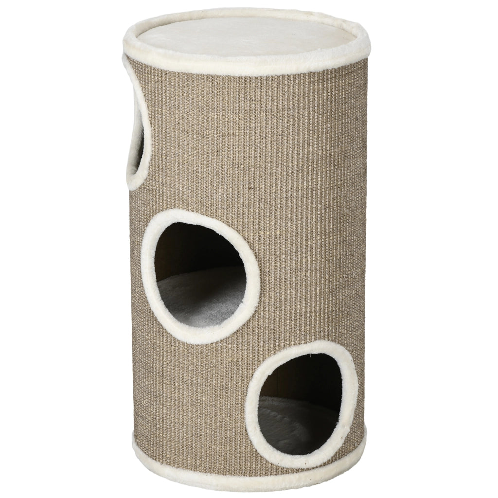 Cuccia per Gatti a 3 Livelli con Tiragraffi in Sisal e Peluche. ?38x70cm. Marrone