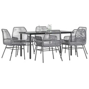 Set da Pranzo da Giardino 7 pz con Cuscini Polyrattan Vetro