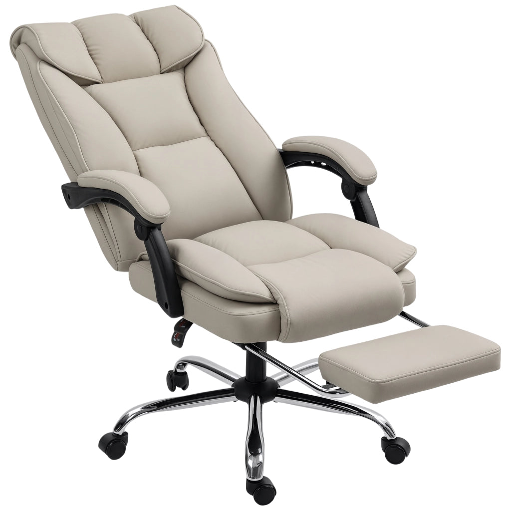 Sedia da Ufficio con Schienale Reclinabile e Poggiapiedi Imbottita in Similpelle ¨C zephmum ¨C Colore Caqui
