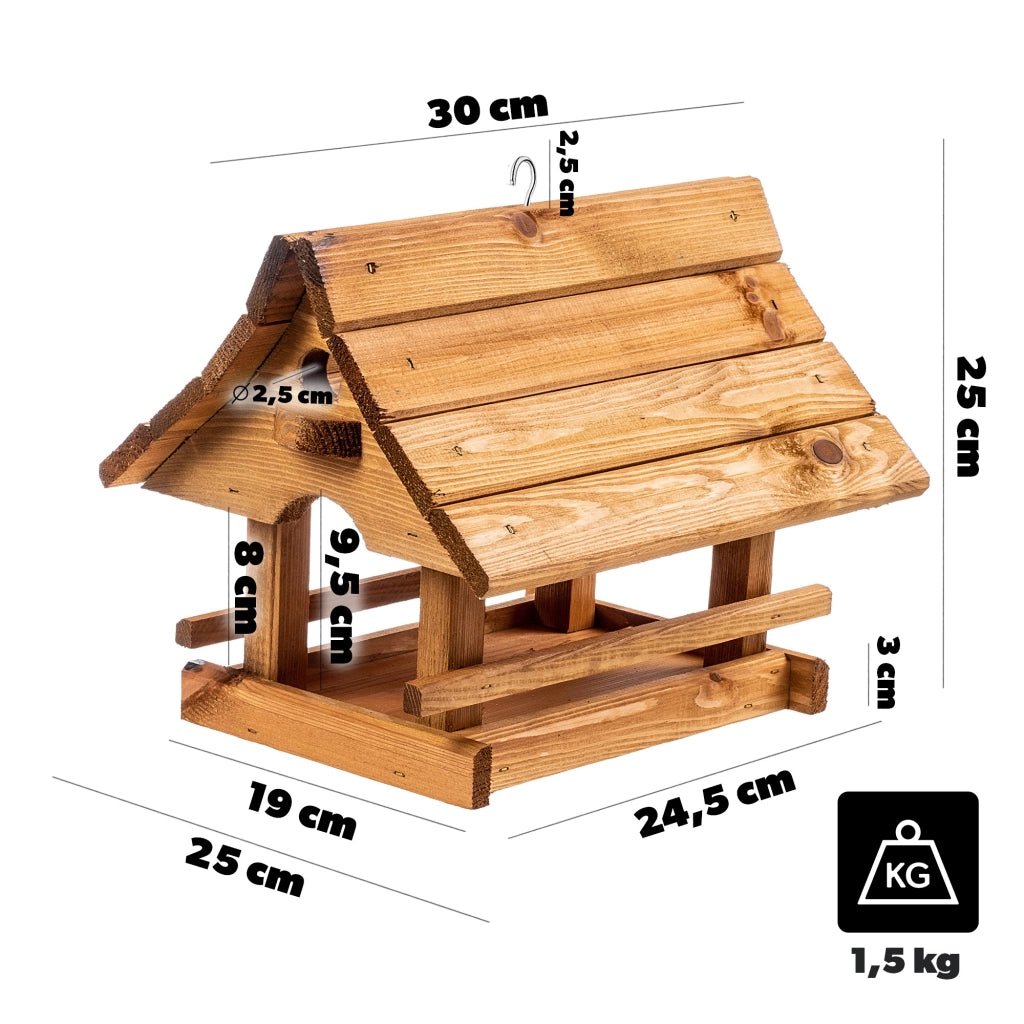 KADAX Grande mangiatoia per uccelli in legno da appendere, decorazione da giardino.