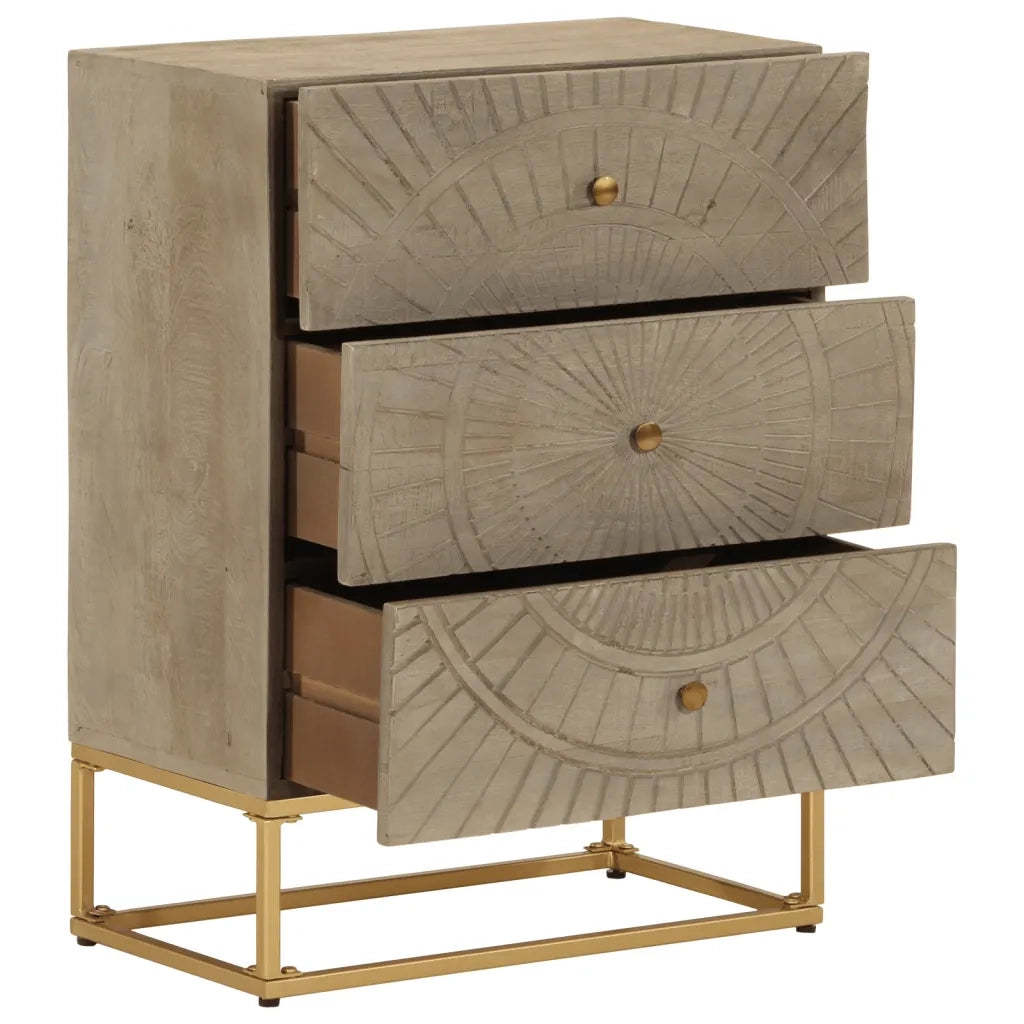 vidaXL Cassettiera 55x30x76 cm in Legno Massello di Mango e Ferro