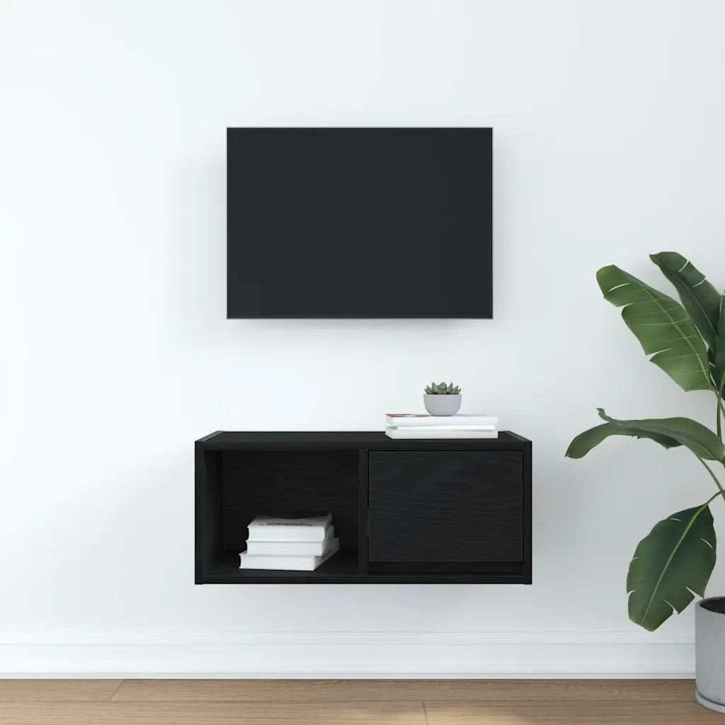 Mobile Porta TV Rovere Nero 60x31x25,5 cm in Legno Multistrato 861438
