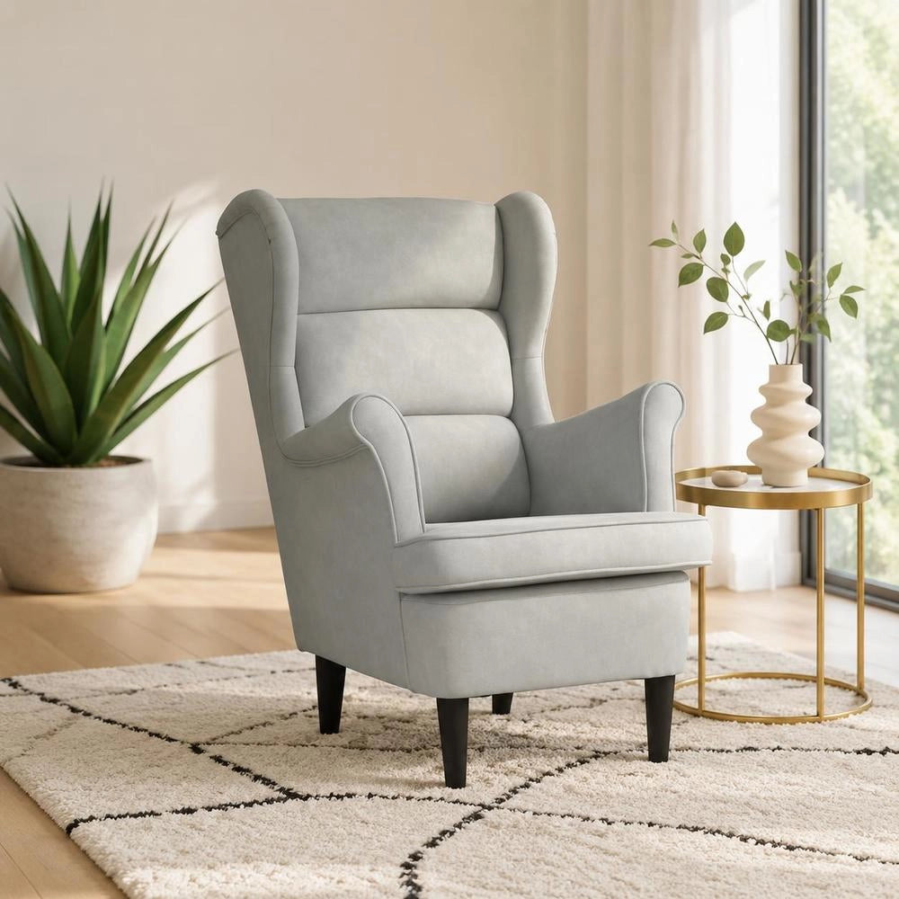 Armchair Light Grey Velvet