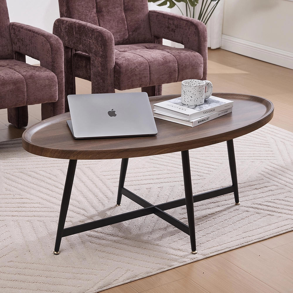Tavolino ovale moderno e minimalista - Xylo - Struttura in metallo