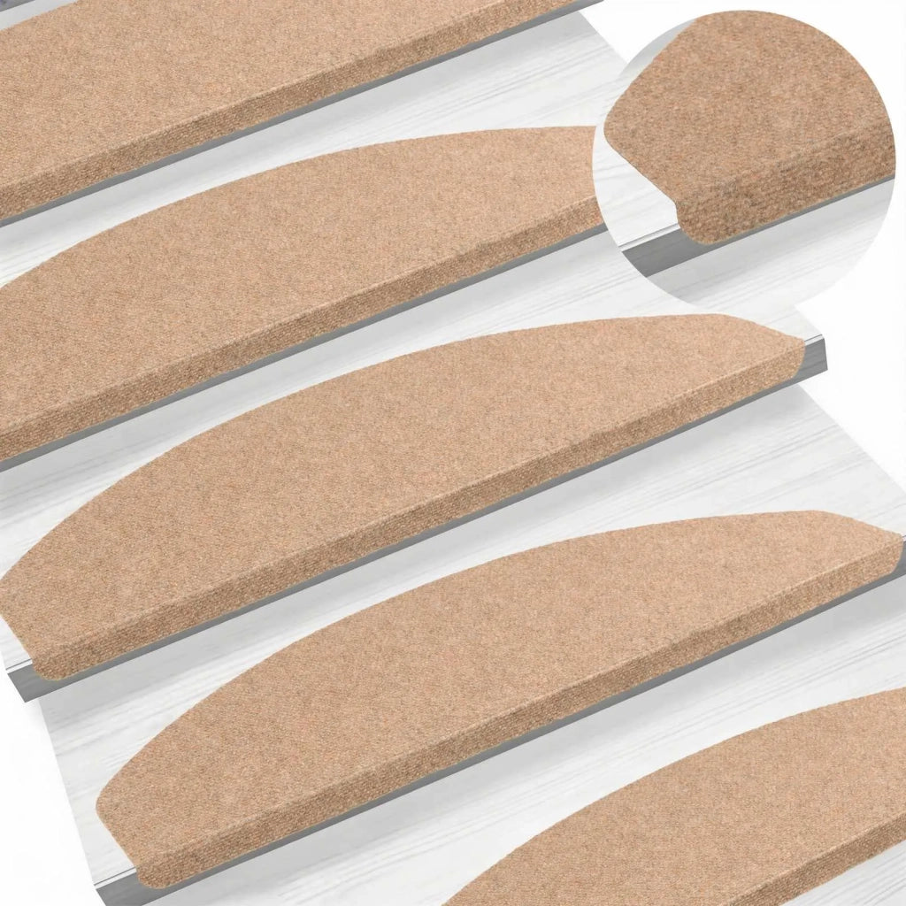 Tappetini per scale autoadesivi 15 pcs Beige 80 x 28 x 3,5 cm 42040593