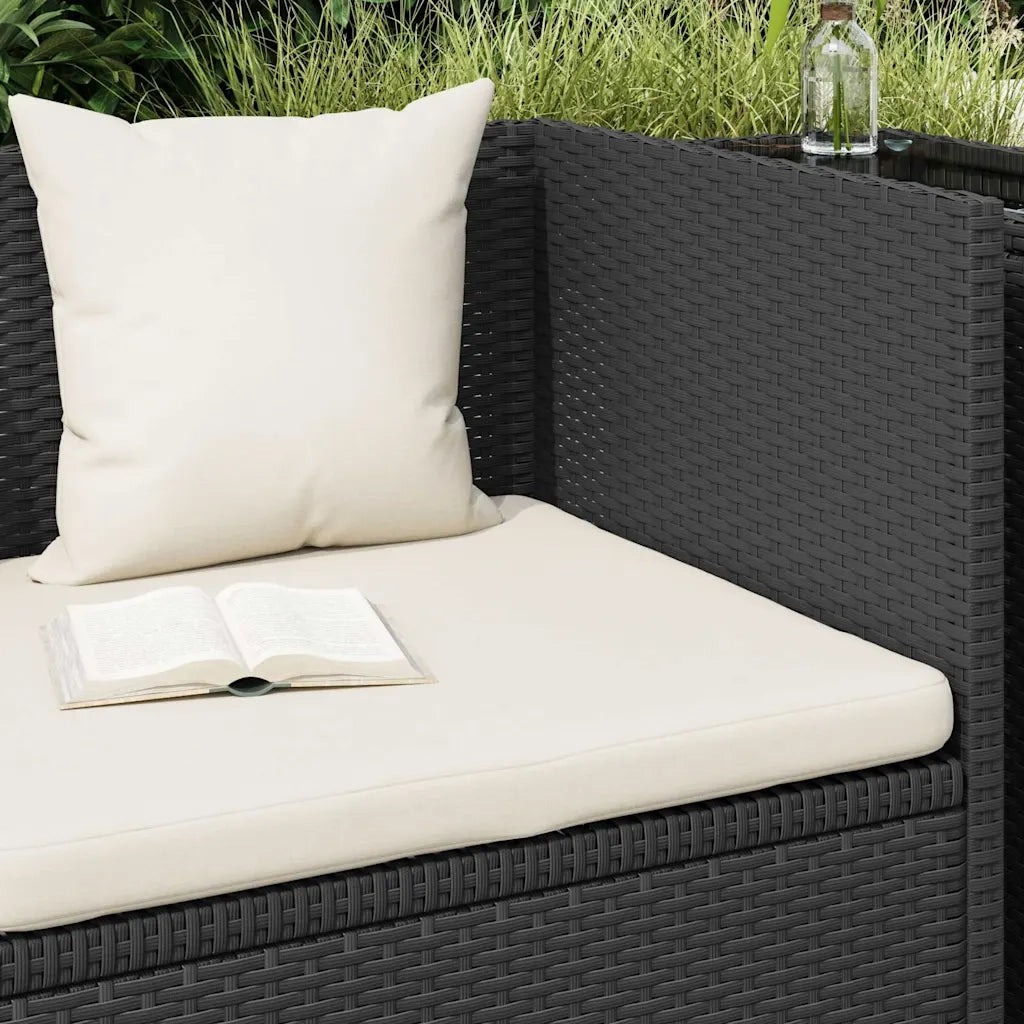 Lettino da Giardino con Cuscini in Polyrattan Nero cod mxl 15359