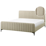 Letto in bouclé beige UE Matrimoniale 180 x 200 cm Testiera Imbottita con Gambe in metallo Design moderno