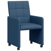 Sedie da Pranzo con Ruote 2 pz | Sedie da cucina Blu 58 x 65 x 94 cm Tessuto