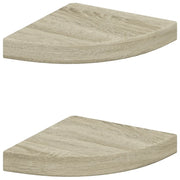 2 pz Scaffali Angolari a Parete | Mensola sospesa Rovere 25x25x3,8 cm in MDF