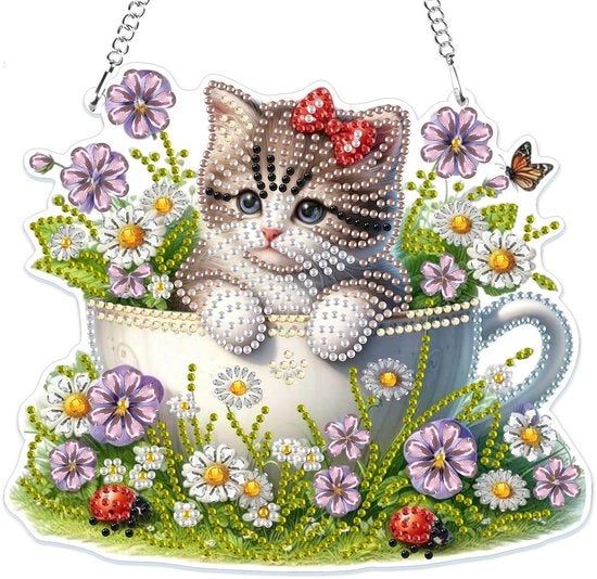 Decorazione a Diamanti 5D - Ornamenti Appesi - Forma Speciale a Diamanti - Regalo per Adulti - Arte Florale - Inclusa Catenella e Strumenti - Arte dei Diamanti