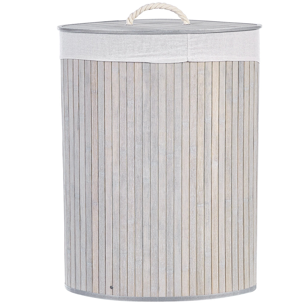 Cestino portaoggetti in bambù grigio chiaro con coperchio Cestino per biancheria Accessori pratici lavanderia bucato