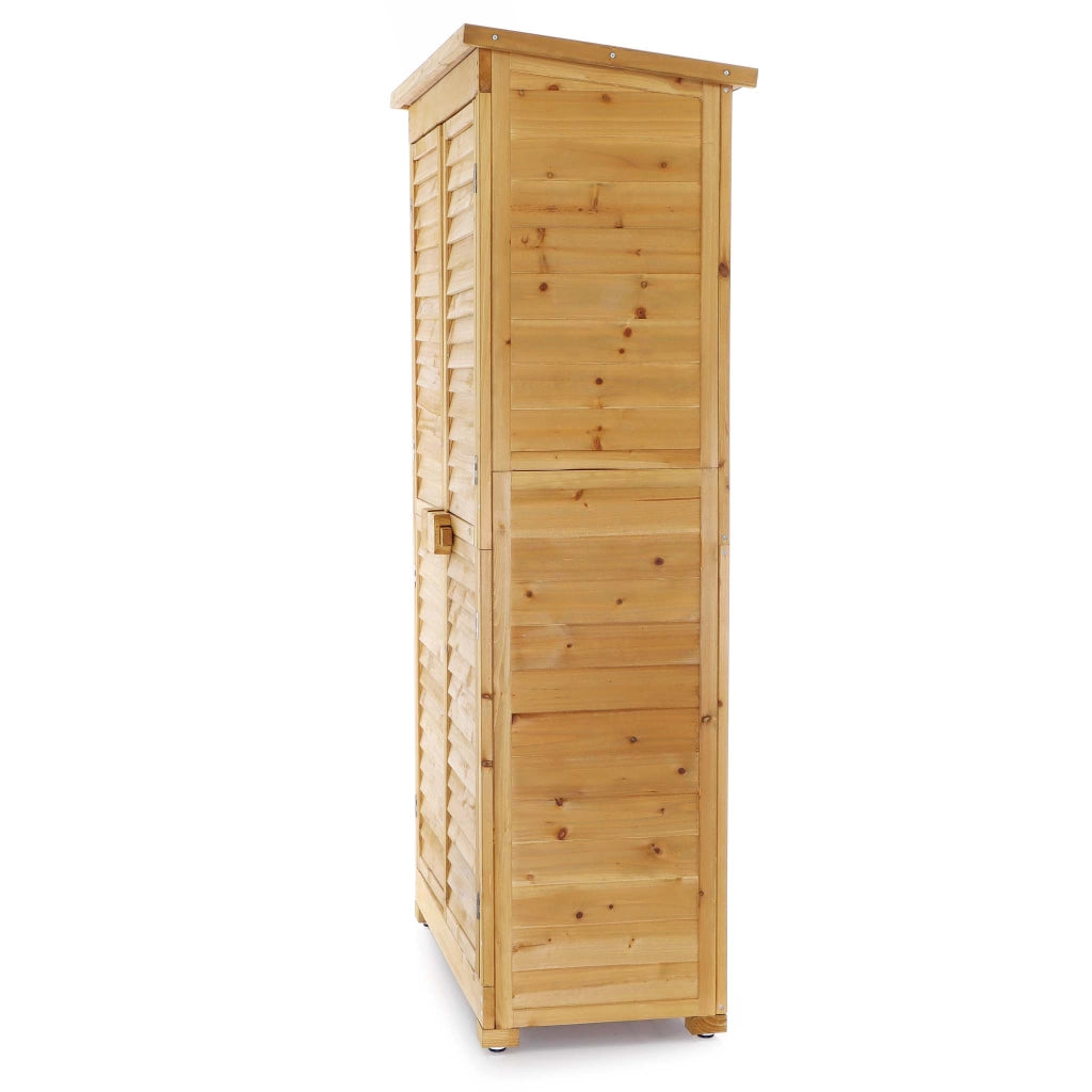 Armadio da giardino con ante battenti a persiana 870x465x1600 mm legno di abete con tetto in bitume