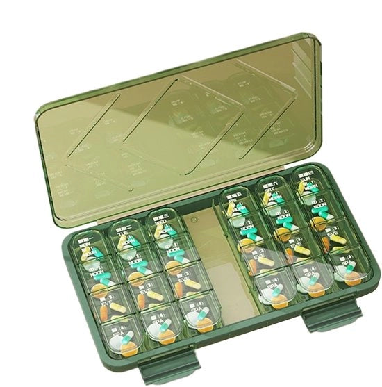 Organizzatore di pastiglie, Dispensatore portatile di supplementi per tablet, 9.06x5.12x1.18 pollici Caso compatto per pastiglie per uso domestico, viaggio e stoccaggio di medicazioni quotidiane