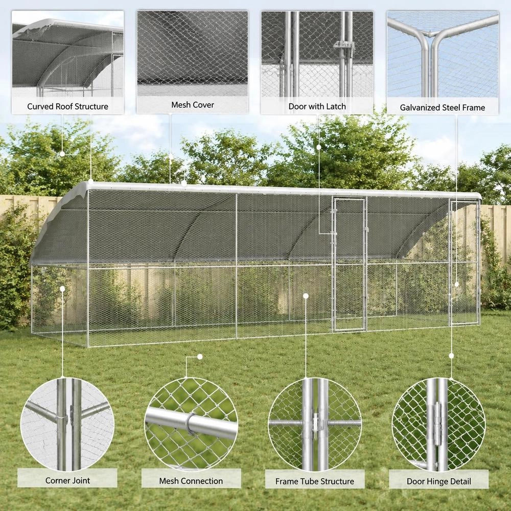 Chicken Cage Silver 600 X 200 X 198.5 Cm Galvanized Steel