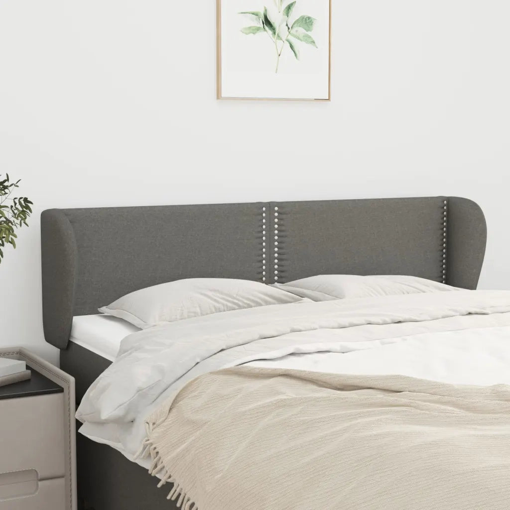 Testiera | Testata ad Orecchio Grigio Scuro 147x23x78/88 cm in Tessuto