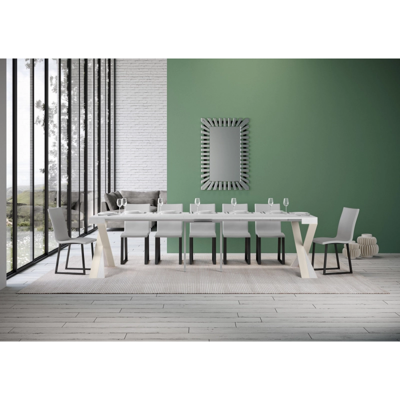 Consolle allungabile 90x40/300 cm Diago telaio Bianco - Bianco Frassino