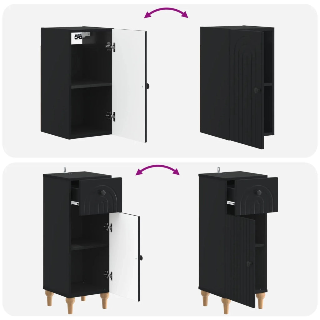 Set di armadietti da bagno in 3 pezzi ALKMAAR Nero 3417748
